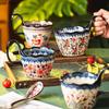 Blumen-Keramikbecher Vintage Wasserbecher Frühstückstassen Kaffeetasse Milch Teetassen Dessertschale Obstschale Salatschüsseln Nudelschalen