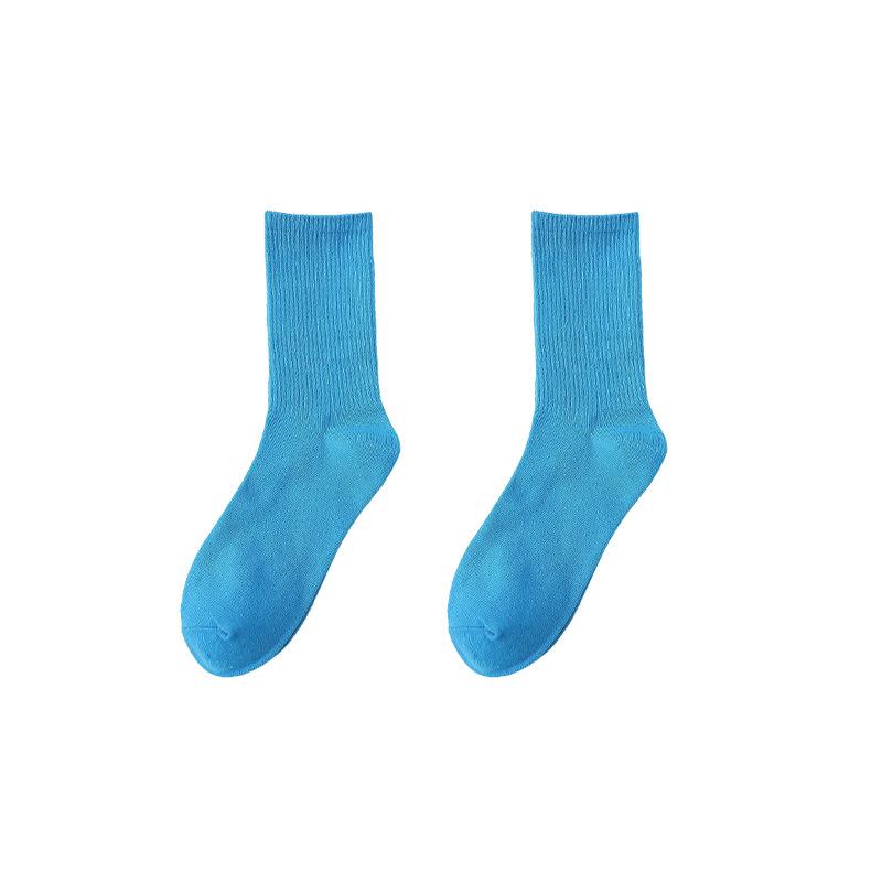 Bonbonfarbene Mid-Calf-Socken: Dünner Stil für Frühling, Sommer & Herbst, Unisex Kniehohe Baumwollsocken, Trendiger Paar-Look Reiner Schwarzer Slouch-Stil.