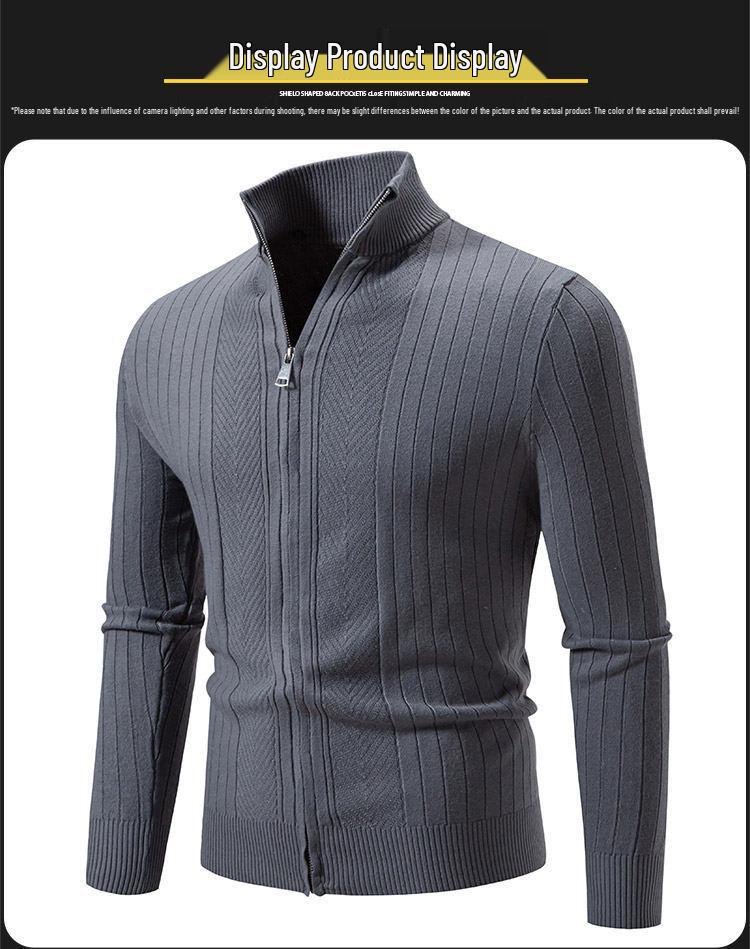 2024 Men's Trendy Fashion Zipper Cardigan Knit Sweater Jacket