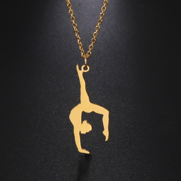 High Polished Stainless Steel Necklace for Women with Gymnastics Pendant Necklace Jewelry Accessory Daily Casual Use