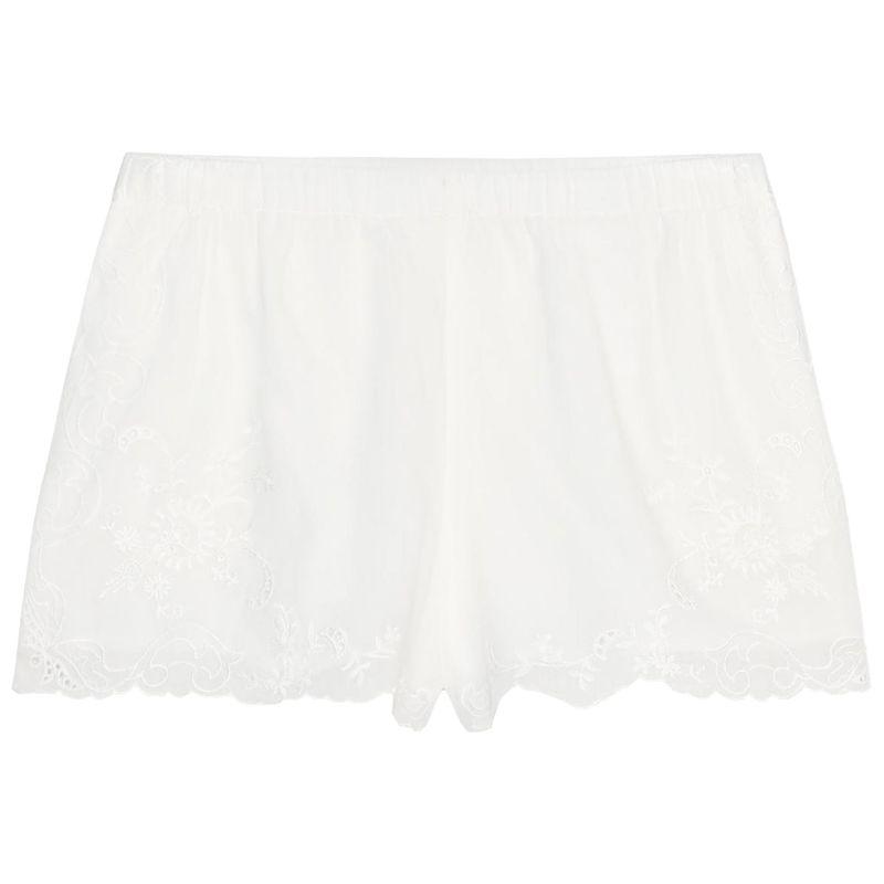 

Zaprha 2025 New Arrival Sexy Vacation Style Casual Flower Embroider Plaid Pajamas Style Shorts 0881400 White L