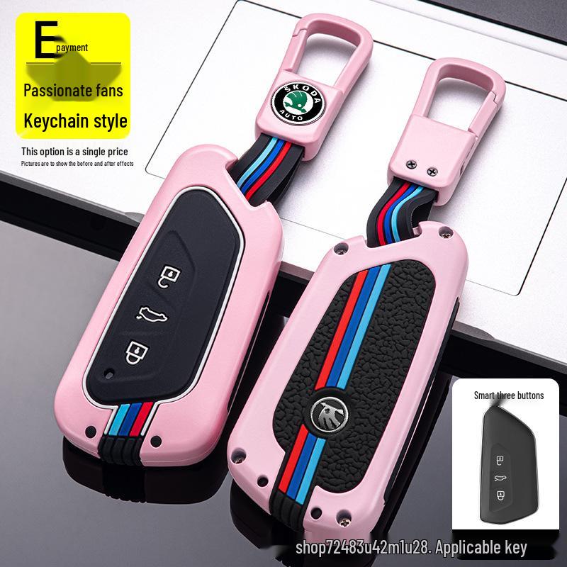 Skoda Octavia PRO 2021 Key Case: Metal Shell & Buckle Design for Women