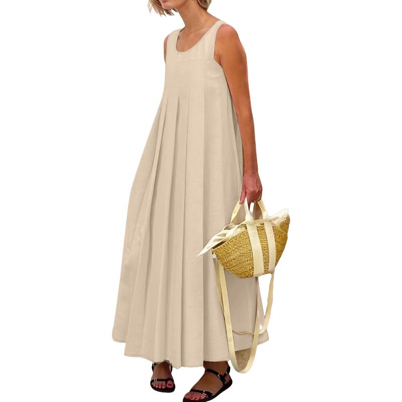 

ZANZEA Женское повседневное свободное летнее платье без рукавов с круглым вырезом 3XL