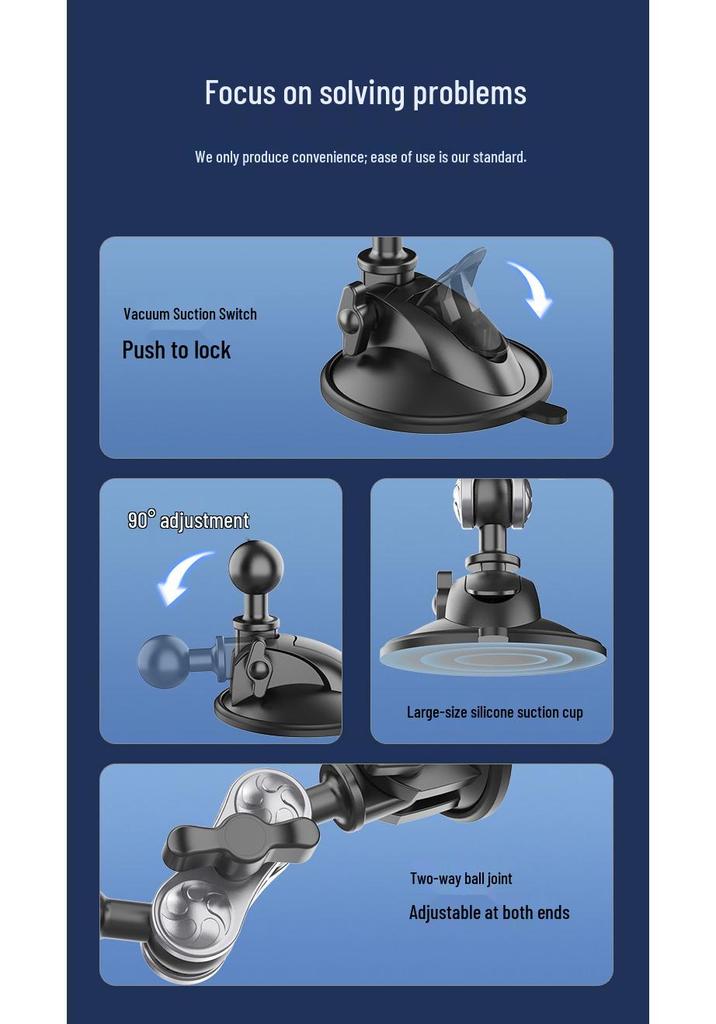 Universal Rotating Suction Cup Phone Holder for Car Windshield Navigation