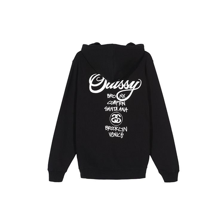 Stussy Bluza z kapturem Vintage World Tour Unisex Bluzy z kapturem Czarny 3923614-BLACK