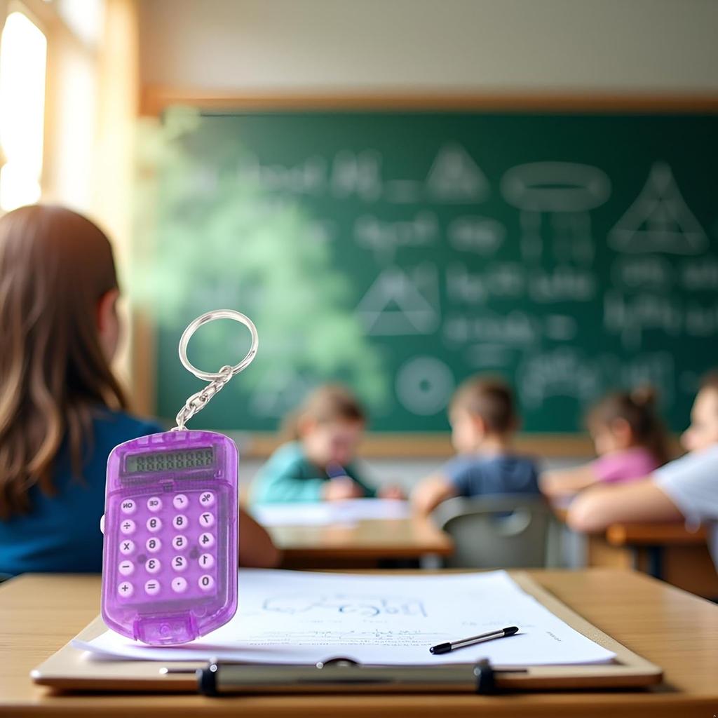 Purple 8Digits Pocket Mini Electronic Calculator Keychain Key Ring for Home School Office Supply,Calculators