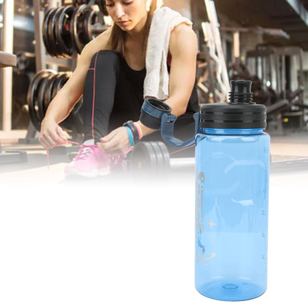 1500ml Sports Water Bottle Food Grade PC with Drinking Water Scale Fitness Jug for Gym Cycling Running