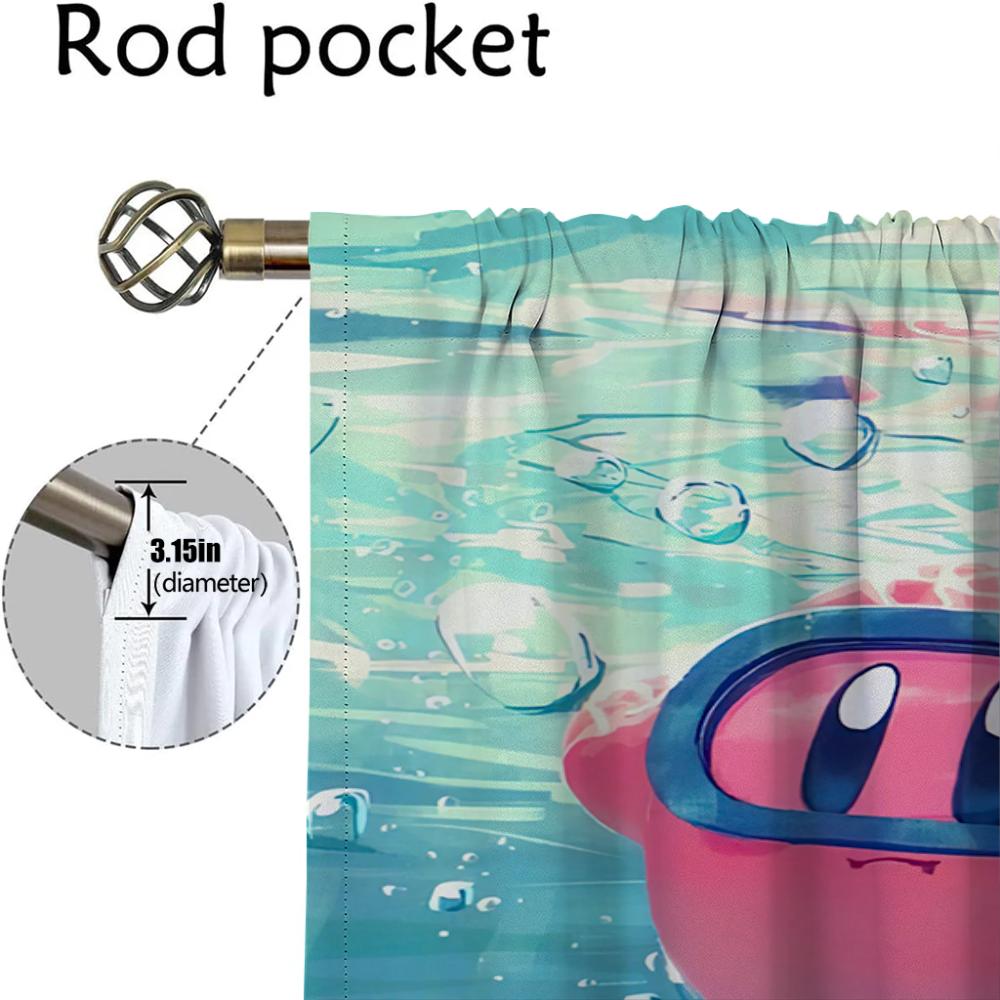 Window Curtain for Room 2 Panel Kawaii Cartoon K-KirbyS Kitchen Curtains Shades Tulle for Bedroom Home Interior Curtains Living