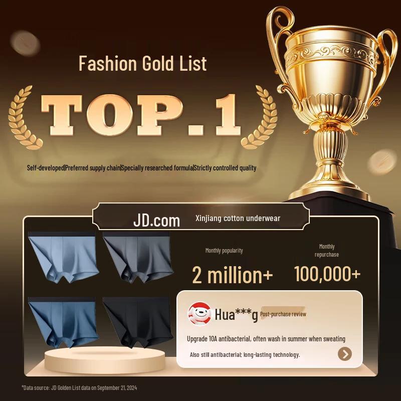 JD Sourcing Men's 10A Antibacterial Cotton Boxer Briefs 4-Pack