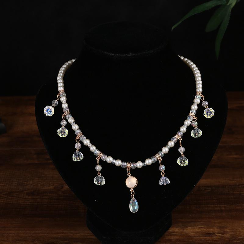 Vintage náhrdelník Cheongsam: Starověký styl Hanfu s Yingluo, Retro pohádkový design, Inspirovaný trendy Douyin.