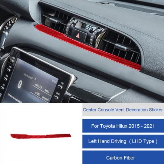 Red Carbon Fiber Car Front Center AC Vent Below Sitcker For Toyota Hilux 2015-21