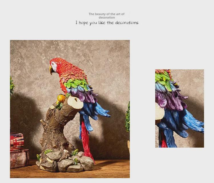 Nordic Pastoral Style Parrot Ornaments - Creative Bird Models for Living Room, Wine Cabinet, TV Stand, and Entryway Decor.