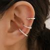 3pcs Set Trendy Personality Micro-inlay Zircon Geometry C Shape  Fake Piercing Clip Earrings for Women No Ear Holes Jewelry Sets