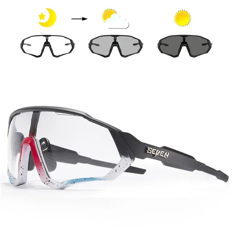 Scvcn-New Style Sunglasses Photochromic Sport Cycling Glasses Bicycle Eyewear Mountain Bike Cycl Goggles UV400 MTB Road for Men