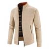 Autumn Winter Men Plush Thickened Stand Collar Jacket Male Half High Neck Knitted Cardigan Men Soild Color Fleece Sweater