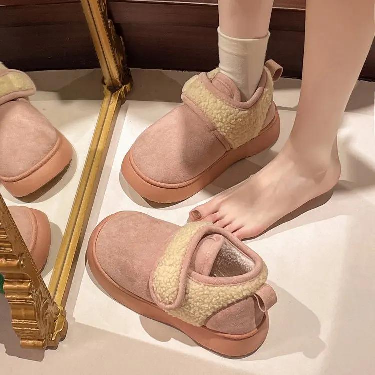Bag with Cotton Shoes Female Winter Thick Soles Trampling Death Korean Version Warm Home Outside To Wear Boots