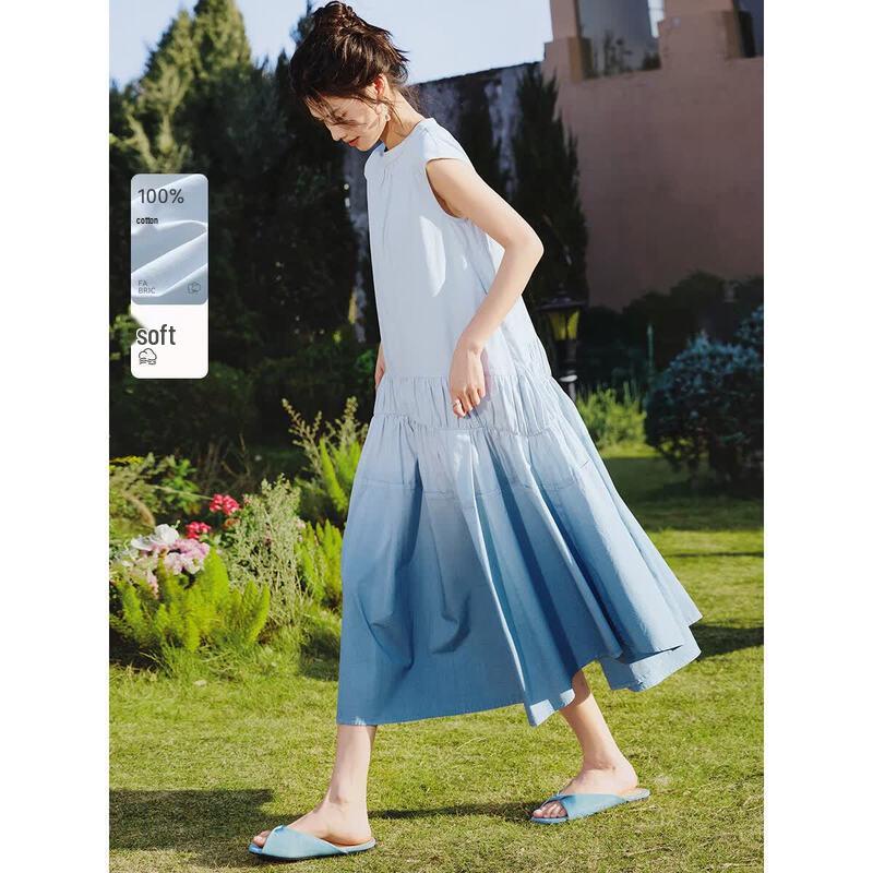 XWI Women s 100% Cotton Gradient Tie-Dye Midi Dress S