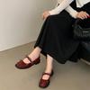 Fashion cute retro bow round head platform small leather shoes women's 2025 new spring and summer with skirt Mary Jane shoes