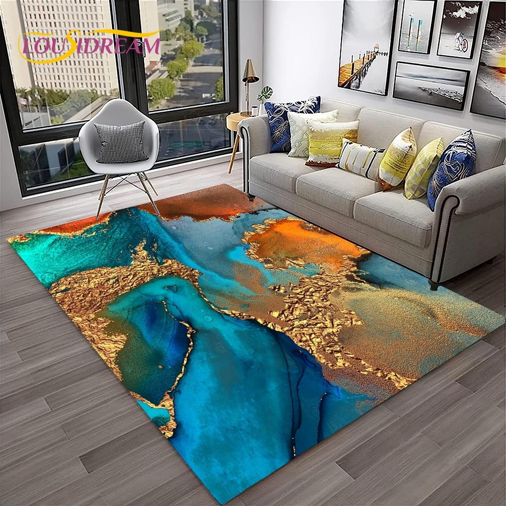 3D Illusion Fluid Colour Irregular Marble HD Carpet Rug for Home Living Room Sofa Doormat Decor,kids Area Rug Non-slip Floor Mat