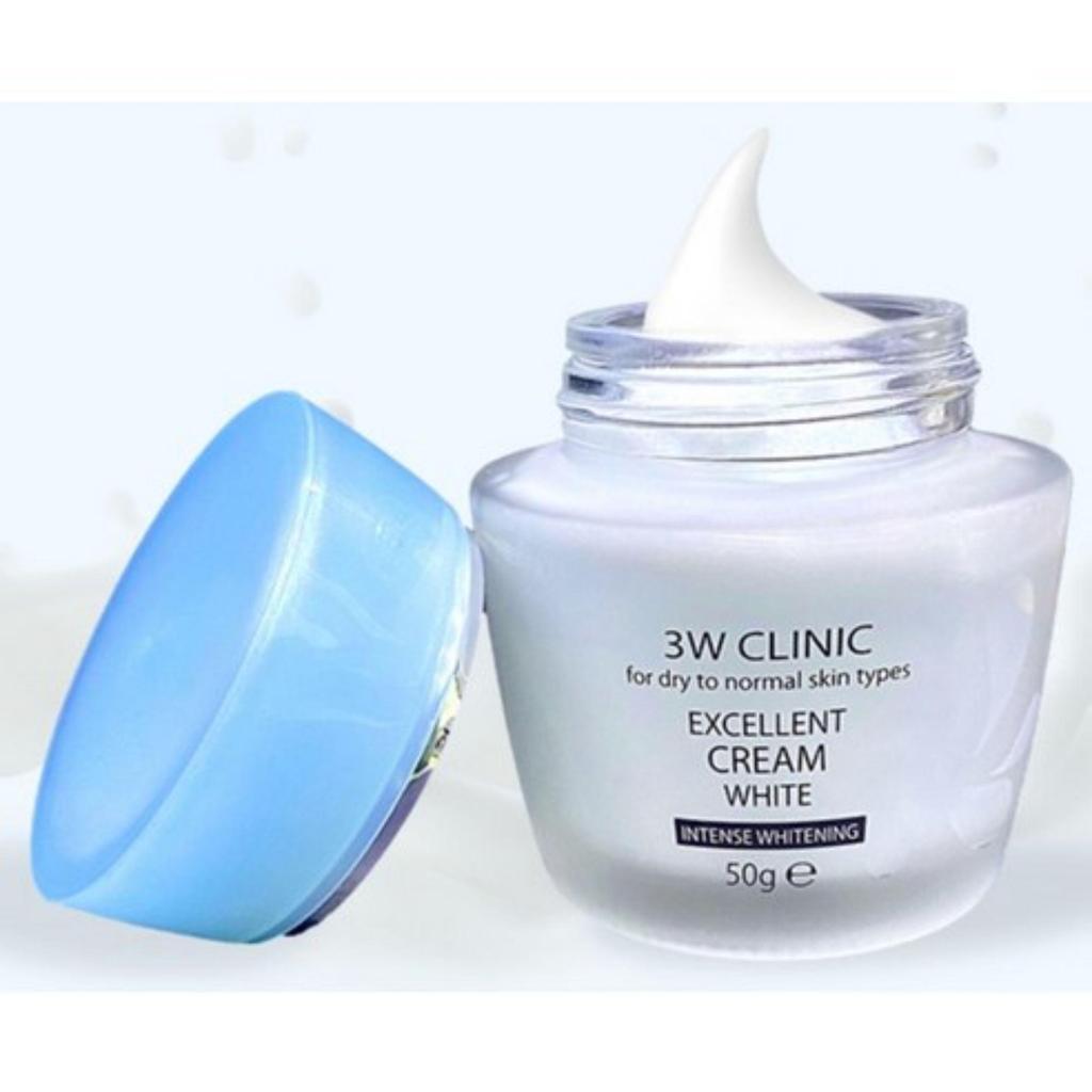3W Clinic Excellent White Skincare Set (Skin Toner 150ml + 30ml / Emulsion 150ml + 30ml / Cream 50ml)