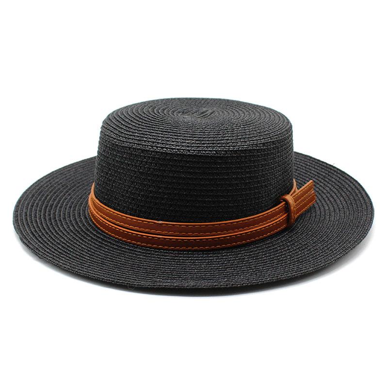 Spring And Summer Men'S And Women'S Multi-Color Decorative Flat-Top Straw Hat Outdoor Travel Sunshade Sun Protection Flat-Top Straw Hat
