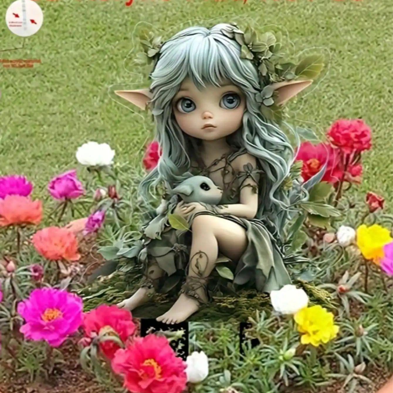 

1 шт. Очаровательная девушка-эльф Акриловый садовый колышек - Подходит для украшения двора и газона, садового украшения | Тема фэнтези