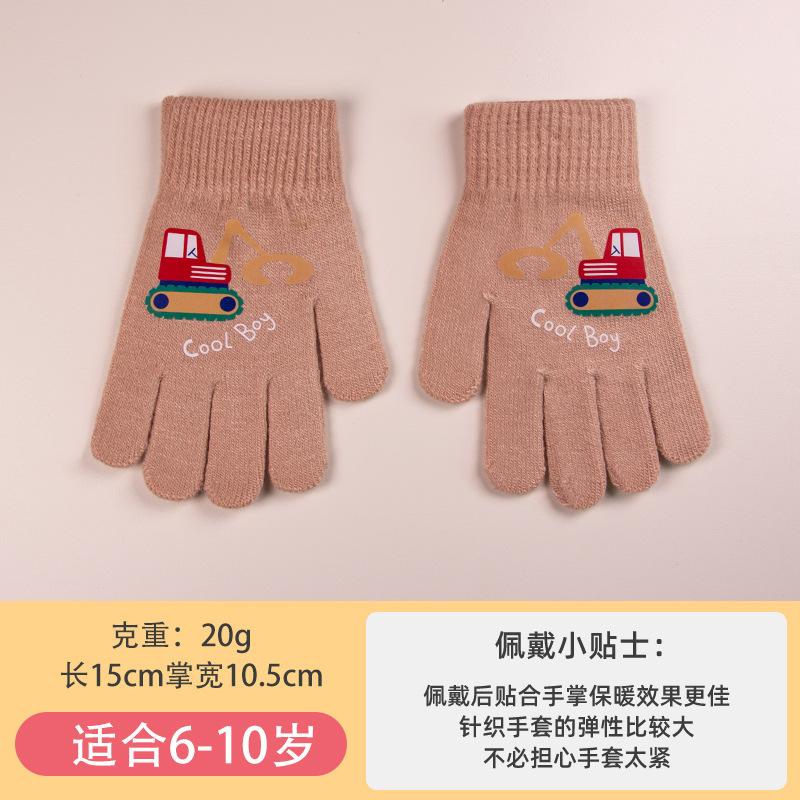 Children's winter boys gloves warm and cold five-finger girls knitted girls cute cartoon knitted wool