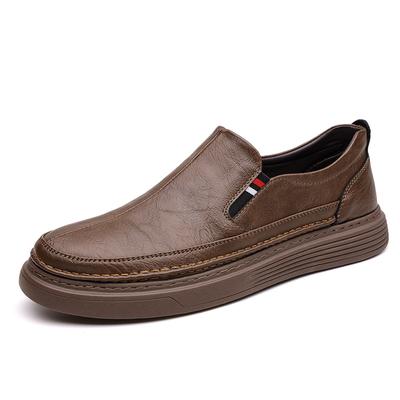 Fashion Spring Autumn New Designer Casual Leather Loafers Dress Shoes Male Soft Sole British Business Solid Color Board Shoes for Men