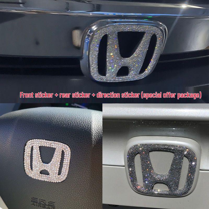Honda Car Logo Crystal Rhinestone Sticker for Civic, Accord, Fit, XRV, Vezel, CRV, Jade.