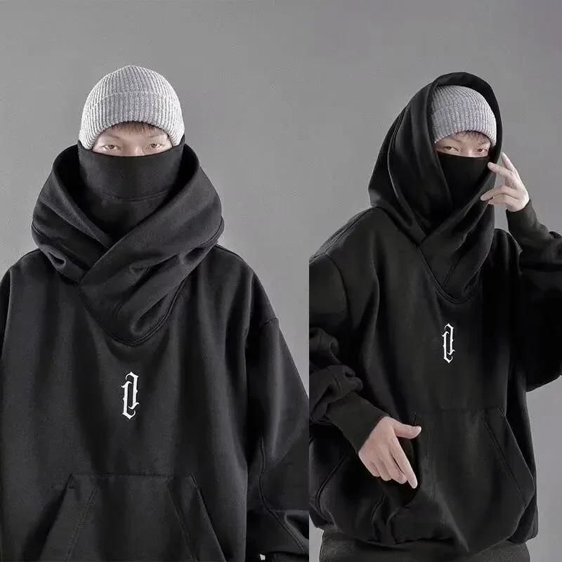 Sudadera con capucha bordada para hombre de primavera y otoño, sudadera con capucha de estilo ninja japonés, sudaderas extragrandes, bolsillo Hip Hop, ropa de calle, sudadera Y2K