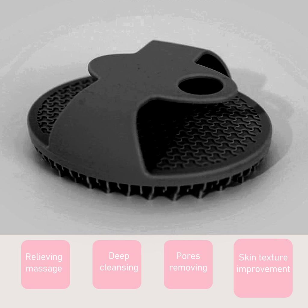 Silicone Bath Body Brush Gentle Exfoliating Body Scrubber Multi Functional Black Round Bathing Brush Facial Cleansing Brus