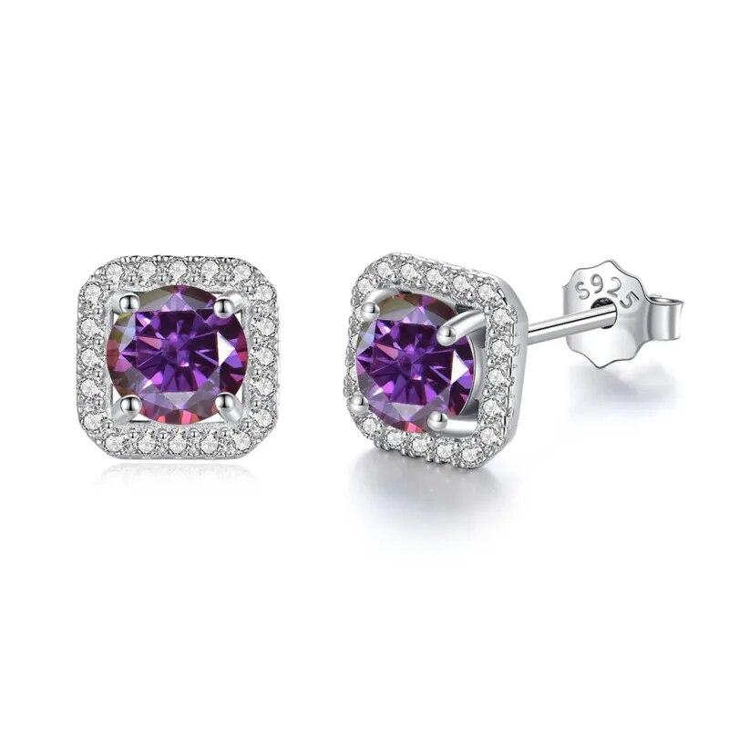 Bague Ringen S925 Sterling Silver Fashion Square Silver Needle Earrings Temperament Set 1ct D Moissente Celebrity Earrings