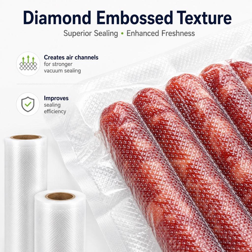 Vacuum Fresh‑keeping Bags, Textured Sealer Bags, Special Vacuum Packaging Bags, Household Compression Bags, Sealing, Kitchen Supplies