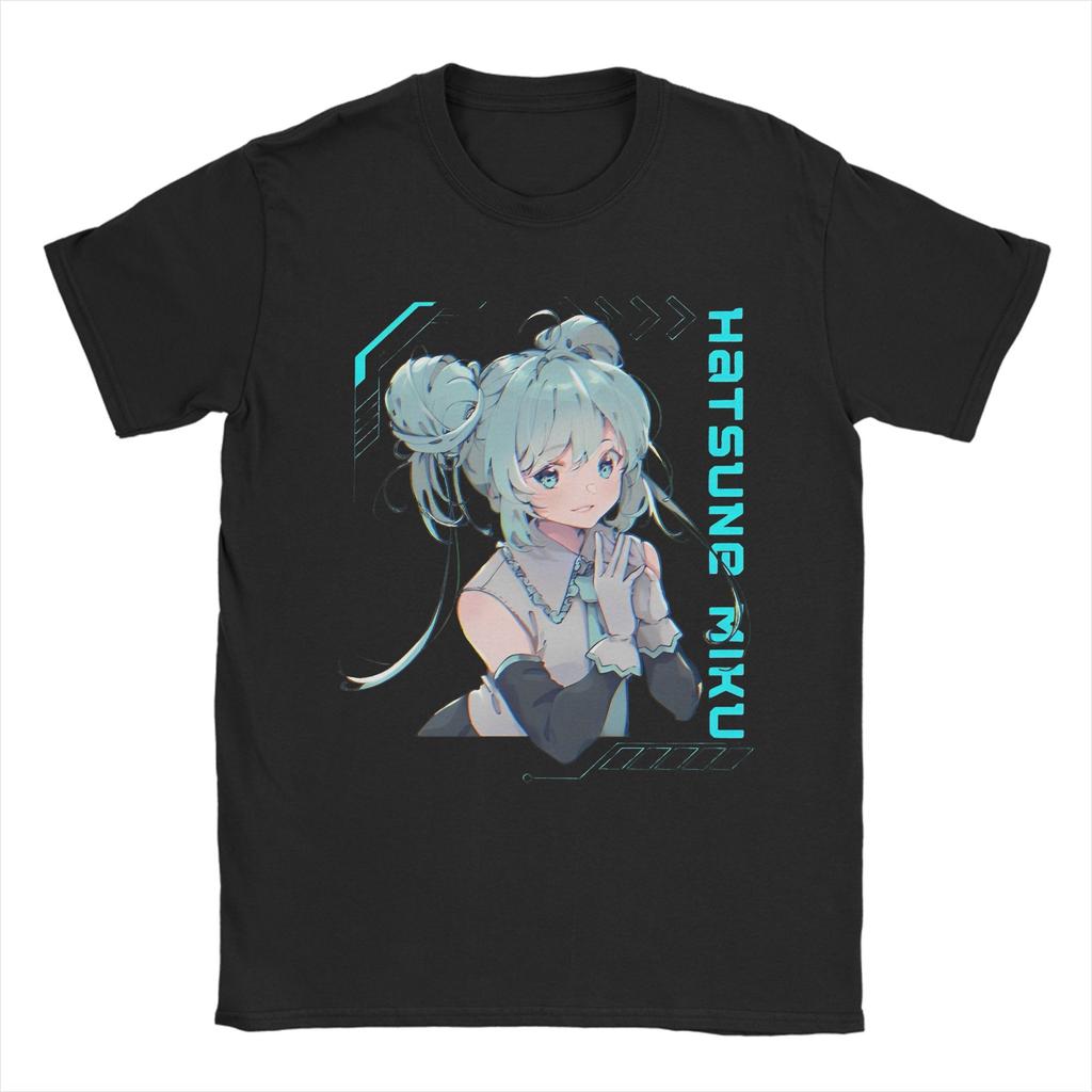 Men Women Hatsunes Mikus   Anime T Shirts  100% Cotton Tops Casual Short Sleeve Round Collar Tees Original T-Shirts