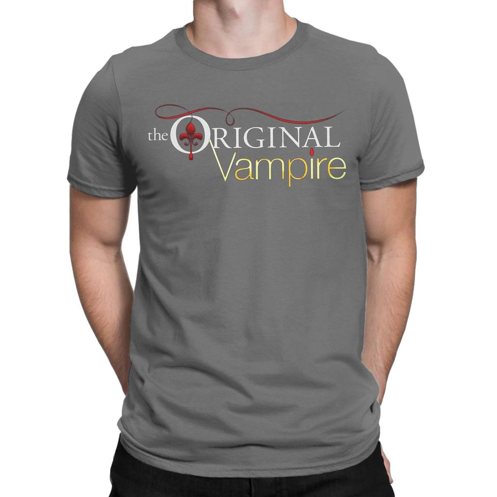 Vampire Diaries Damon Salvatore T-shirt för män Bomull Nyhet T-shirts Rundhals T-shirts Kortärmad Kläder Plus Size