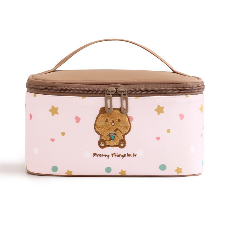 Cute Bear Cosmetic Organizer With Large Capacity For Travel And Daily Use