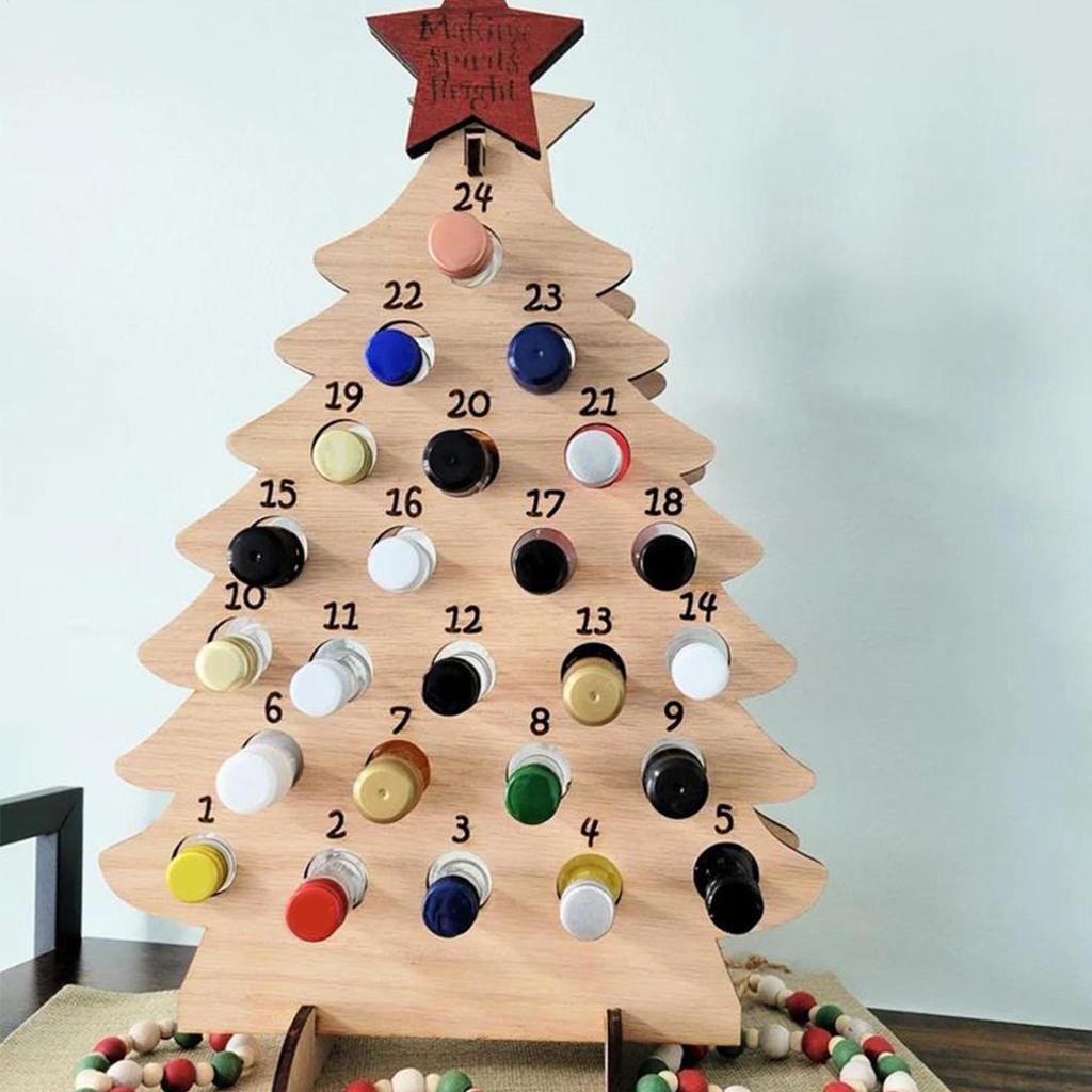 Wine Rack Christmas Tree-Shaped Calendar Countdown Wine Bottle Rack for Holiday Seasonal Halloween Thanksgiving Easter Kids