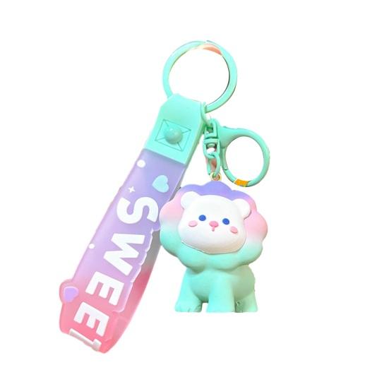 3D Cartoon Lion Keychain Cute Resin Animal Hanging Bag Charm for Purse Backpack