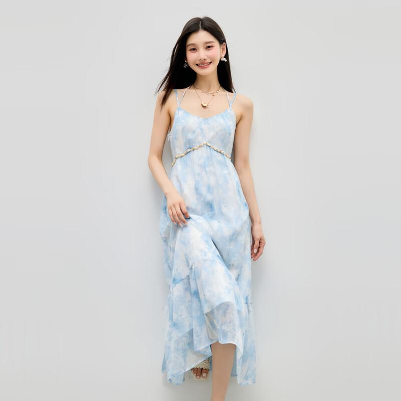 Elegant V-Neck Floral A-Line Summer Dress L