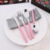16 Pieces Color Handle Flatware Eating Utensils, Stainless Steel Tableware Rivet ABS Handle Design, Knives Forks Spoons for Home, Service for 4