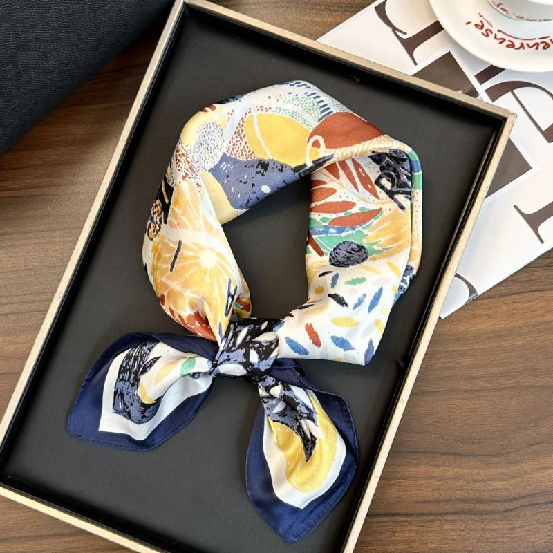 Polka Dot Silk Scarf Square Scarf High-end New Versatile Decorative Scarf Scarf Scarf Neck Cashew Flower Scarf Shawl Can Be Used As a Tube Top