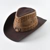 100% Leather Western Cowboy Hat For Men Women Wide Brim Godfather Hats Gentleman Church Sombrero Hombre Jazz Cap