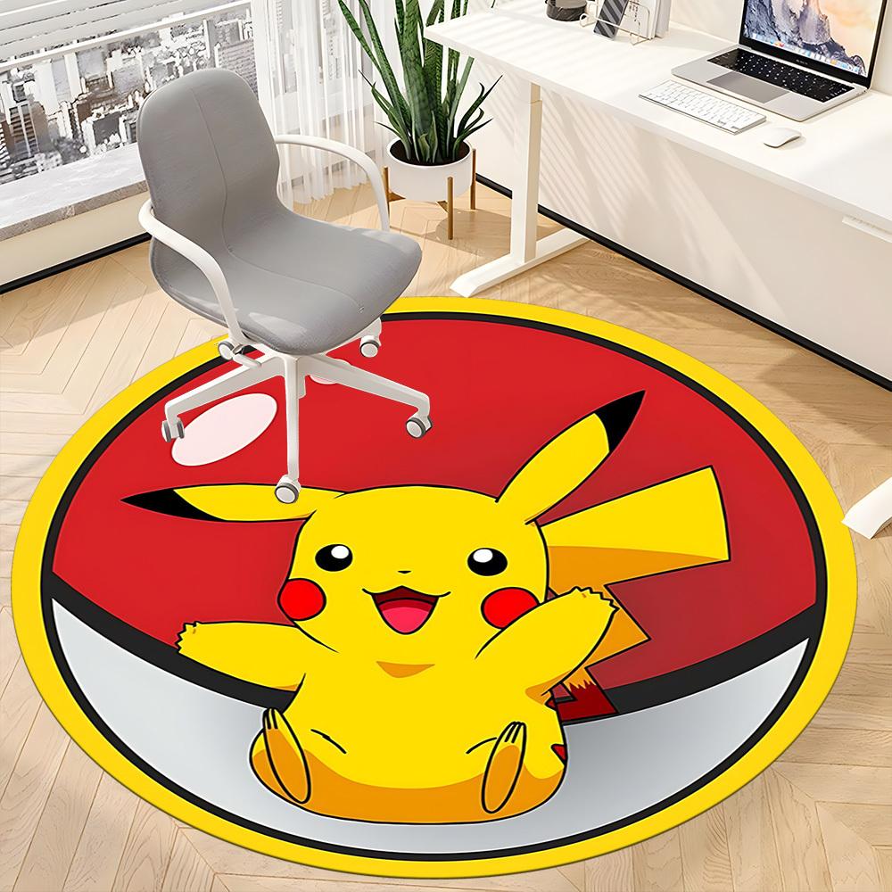 1pc Pokeball Office Round Area Rug, Indoor Mat Suitable For Office, Under Office Chairs Bedroom Living Room Home Decor, Room Deco