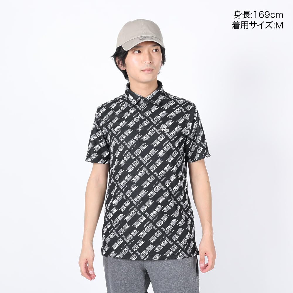 Ping Apparel Short Sleeve Polo Shirt Logo Golf Size M Men's (Bias Print) / / 621-3160301 010_Black,