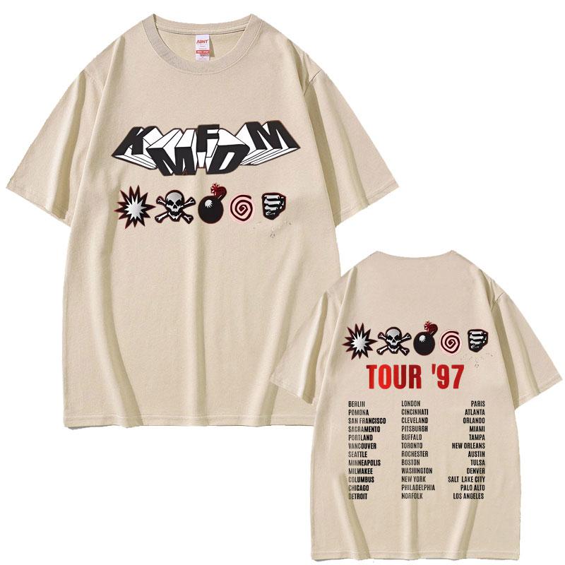 Rock Band Kmfdm Tour 97 Graphic T Shirts Unisex Women Vintage Gothic Punk Tshirt Unsiex Pure Cotton Casual Oversized Short Sleeve