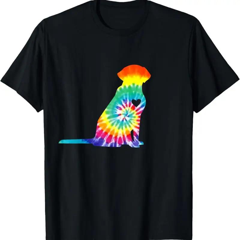 

Tie Dye Dog Silhouette TShirt Hippie Labrador Puppy Retro Graphic Tee S