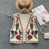 Crochet Top Embroidery Floral Tank Tops Knitted Women V-neck Folk Fashion Vest for Women Vintage Plus Size