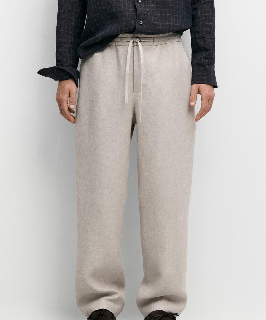 Masimodutti 100% Linen Structure Pants