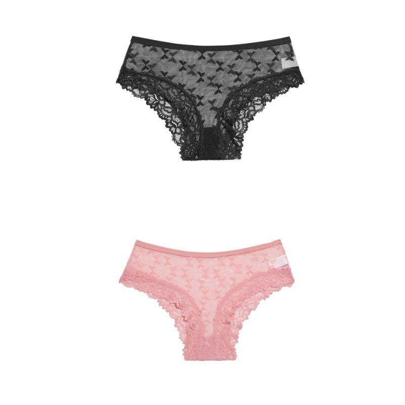 FINETOO 2 BUC./SET Femei Chiloți din dantelă Lenjerie moale Lenjerie respirabilă Bumbac Lenjerie confortabilă Perspectivă