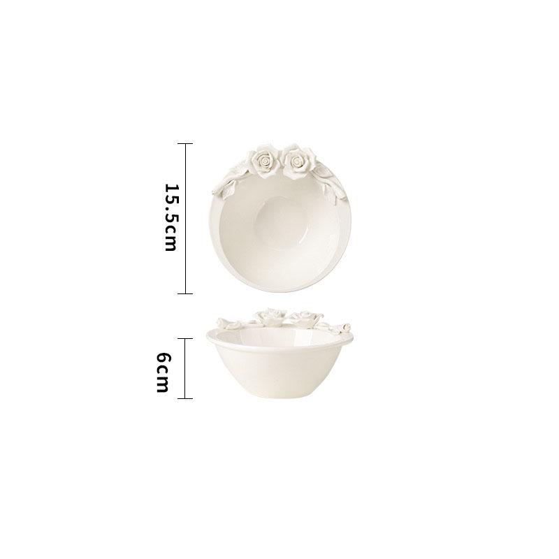 Blumenrelief Keramikteller Frühstück Obstsalat Speiseteller Hotel Restaurant Westlicher Teller Küche Dessertteller Besteck